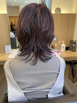 ウイバイファースト(u'i by first)&nbsp;≪おしゃれパーマ♪≫ミディアムウルフ×ピンクレッド