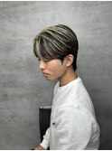 メッシュキャップ　ハイライト　センターパート　