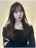 着物ヘア/ダークアッシュ/ミディアムレイヤーカット/渋谷
