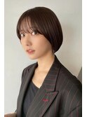 大人ボブ大人ショートボブ丸みボブ前髪あり小顔ショートボブ
