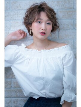 ヘアーアートシフォン 川口東口店(hair art chiffon) インナーハイライト＆オレンジのハンサムなウェーブショート