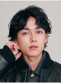 難波フェザーパーマフェザーショートニュアンスパーマ20代黒髪