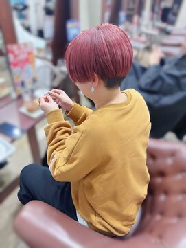 ハピネス 王寺店(Happiness) 刈り上げショートハンサムマッシュ メンズライク チェリーレッド