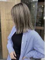 ニコリヘアワークス(nicori hair works)&nbsp;セミロング×ハイライト×ストレート1