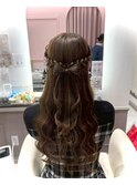ハーフアップ×立体リボン