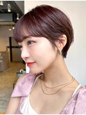 ナチュラルショート_レッドブラウンハッシュカット_ba470281