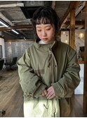 オン眉ボブパーマ
