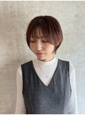 ショートヘア×ピンクブラウン