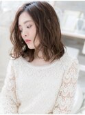 かきあげ前髪くすみベージュ抜け感ボブパーマc6上尾20代30代40代