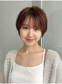 ショートボブ/髪質改善縮毛矯正白髪ぼかしレイヤーカラーボブ