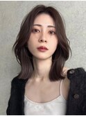 ミディアムレイヤーカットラベンダーグレージュカラー韓国ヘア