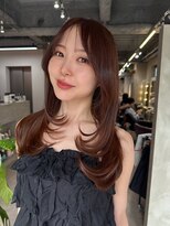 フラッグヘア 新宮店(Flag HAIR)&nbsp;レイヤーカットブラウンカラーツヤカラー酸性ストレート