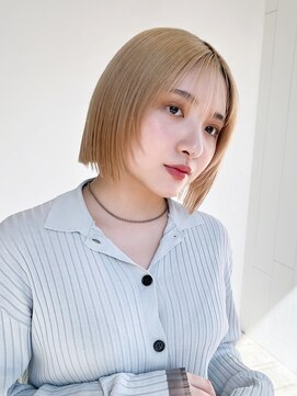 シオン(shion) くすみベージュボブルフワンレン秋色オリーブカラー_F30427
