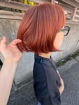テントヘアー(tent hair) ブリーチなしダブルカラー/オレンジブラウン/暖色カラー/ボブ