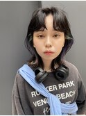 ウルフカット インナーカラー センターパート ウルフボブ