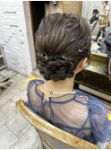 【Bormee】銀箔アレンジ 結婚式お呼ばれヘアセット  まとめ髪