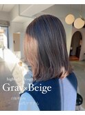 グレーベージュウルフカットレイヤーカットミディアムレイヤー
