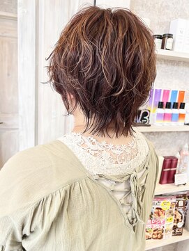 キャアリー(Caary) 福山市Caary癖毛風パーマ立体感ハイライト夏ウルフレイヤー20代