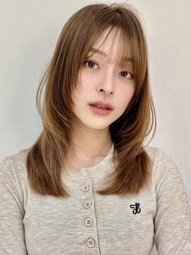 バイオレットジェム(Violet`jem) レイヤーカットミルクティーベージュぱっつん前髪RI-23