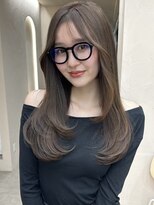 オズ 安積店(OZ) 安積顔周りレイヤーカット韓国ワンホンヘアベージュカラー30代