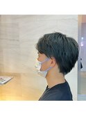 韓国マッシュ×スモーキーブルーブラック アッシュブラック