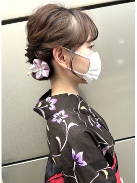 グランドライン(GRAND LINE) 浴衣ヘアアレンジアッシュブラウン美肌カラー