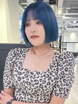 アルバム 池袋(ALBUM)&nbsp;オーシャンブルーボブ_斜めバンググレージュカラー_39321