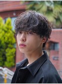 緩めシャドウパーマメンズマッシュウルフカットbtsテテグク渋谷