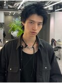 グレーアッシュ　ニュアンスパーマスパイキーショート　黒髪