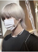 【.eer】メンズ艶ハイトーンアッシュウルフ#ミルクティーカラー