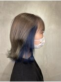 ◎インナーカラーイヤリングカラーブルー河内長野千代田