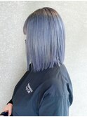ラベンダーアッシュボブ_ミニウルフくすみブルー_ba358841