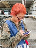 オレンジカラー　ベリーショート　スパイキー　ハイトーン