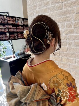 ドゥーク(dowku) 大人可愛い水引きアップスタイル黒髪暗髪成人式着付け和装