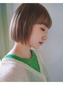 似合わせカットカジュアルボブ フルバングブリーチダブルカラー