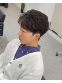 センターパートラルフカール無造作パーマ