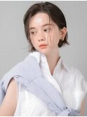 シースルーバング×ぱつっとボブ