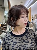 顔型別/面長さん/ボブパーマ/アッシュベージュ/時短セット