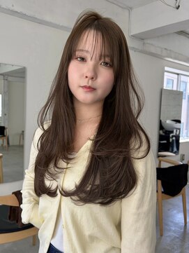 ヨーク(YOKE) レイヤーカット韓国レイヤーダブルカラーオリーブベージュ