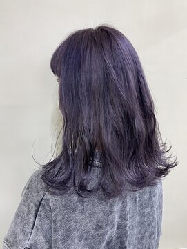 ヘアー アレス(hair ales) ブリーチカラー　グレーパープルカラー　韓国ヘア　オルチャン
