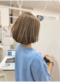 30代40代ボブ・細めハイライト・前髪カット・マロンベージュ