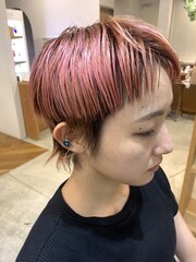 韓国スタイル/ダブルカラー/ピンク/艶髪/髪質改善縮毛矯正/香椎