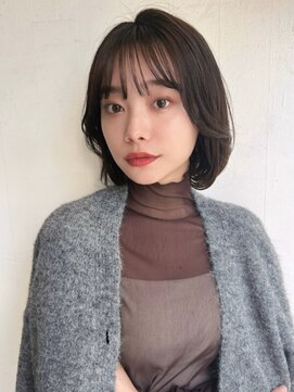 ポーチバイハニー オモテサンドウ(PORCH by HONEY omotesando) 大人可愛い20代30代40代外はねバングボブ×ラテベージュ