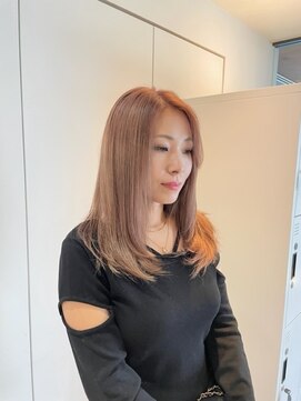 エヌプラス(N+) くびれヘアアプリコットオレンジ夏ハイライトカラー