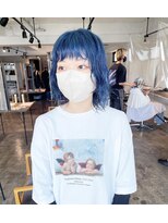 ニュート(Neut )&nbsp;ハイトーンネイビーレイヤーミディアム/ブルーカラーパーマ風