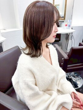 ミシェリー 新宿店(misherry) 似合わせカット顔周りレイヤーブリーチなしナチュラルカラー