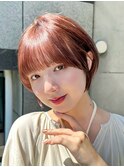 斜めバング、小顔ショート、前髪パーマ