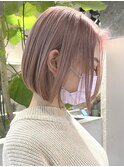 渋谷ブリーチカラータッセルボブ顔周りレイヤー切りっぱなしボブ