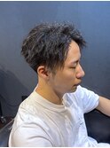 ビジネスツーブロックショート ツイストパーマ センターパート