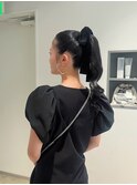 ポニーテール / ヘアアレンジ / 結婚式お呼ばれ / リボンヘア